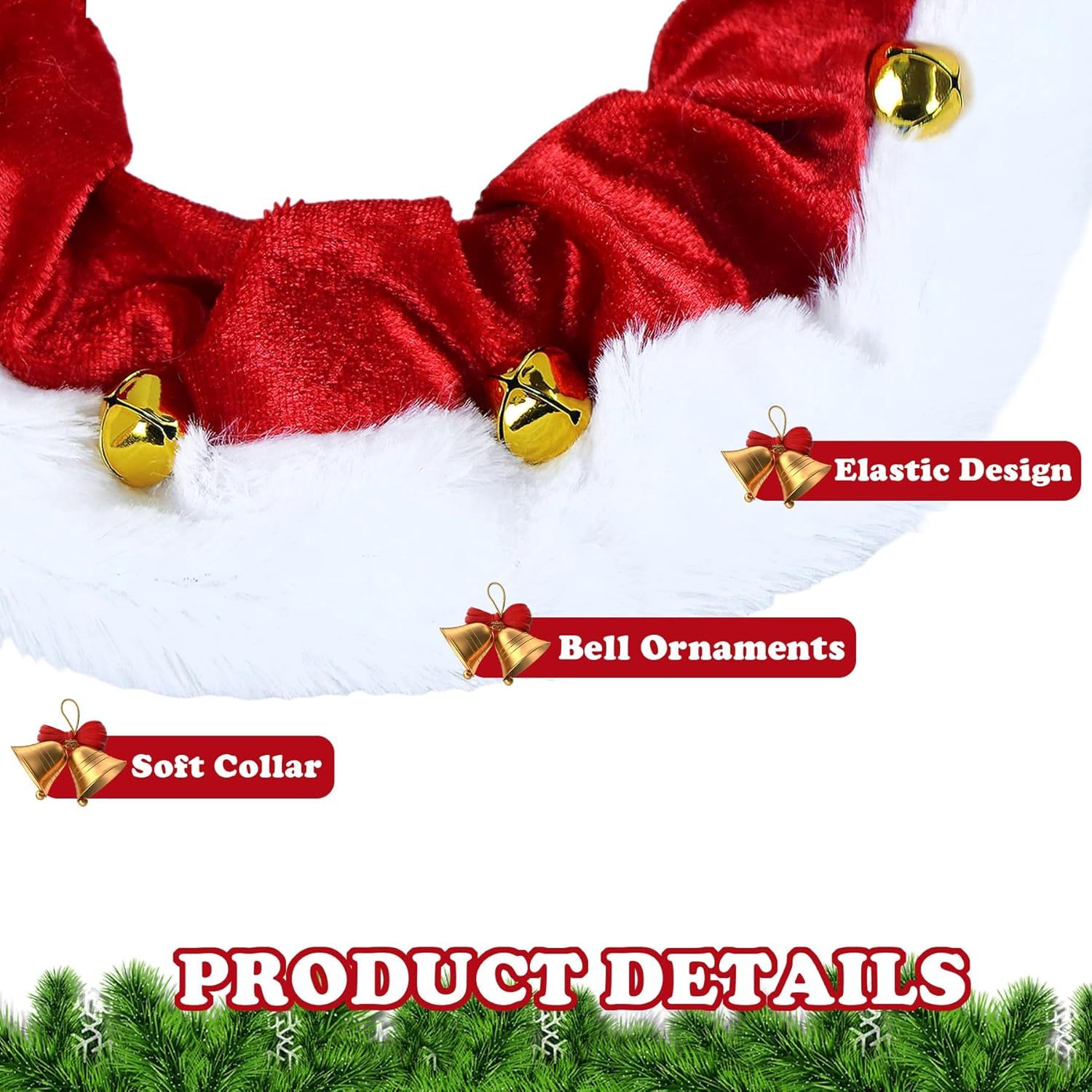 Dog Christmas Outfit Christmas Dog Collar With Bells Ornaments Holiday Christmas Dog Neckwear Costume Clothes For Small Medium Large Dogs Pets - Image 10