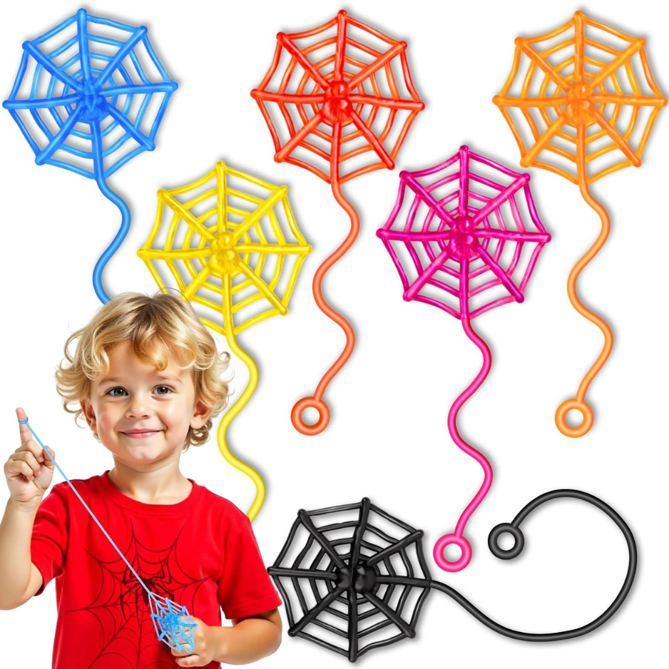 30 Pcs Sticky Spider Web Toys For Kids - Bulk Halloween Party Favors, Classroom Prizes & Goodie Bag Pinata Stuffers
