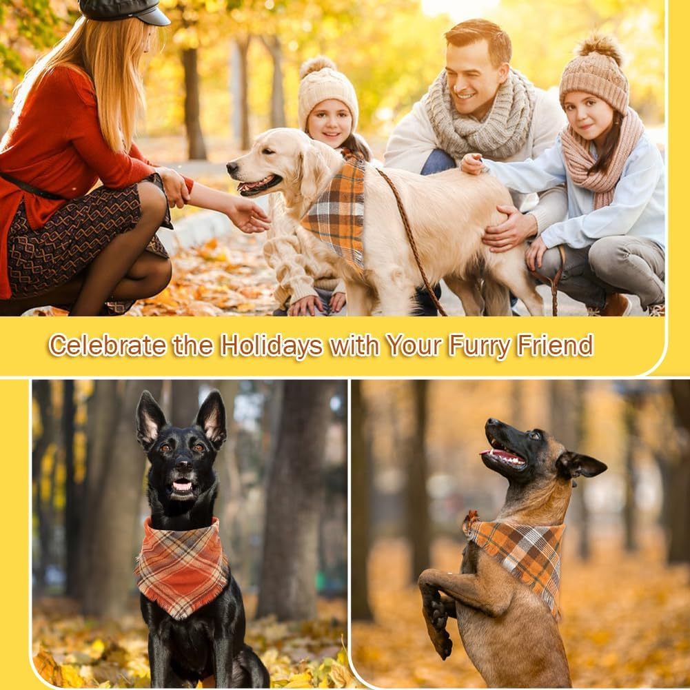 Vivifying Fall Dog Bandana With Tassels Edges Classic Plaid Triangle Dog Apparel Accessories Unny Dog Scarf Costume For Thanksgiving Photo Prop And Party Decor - Image 10