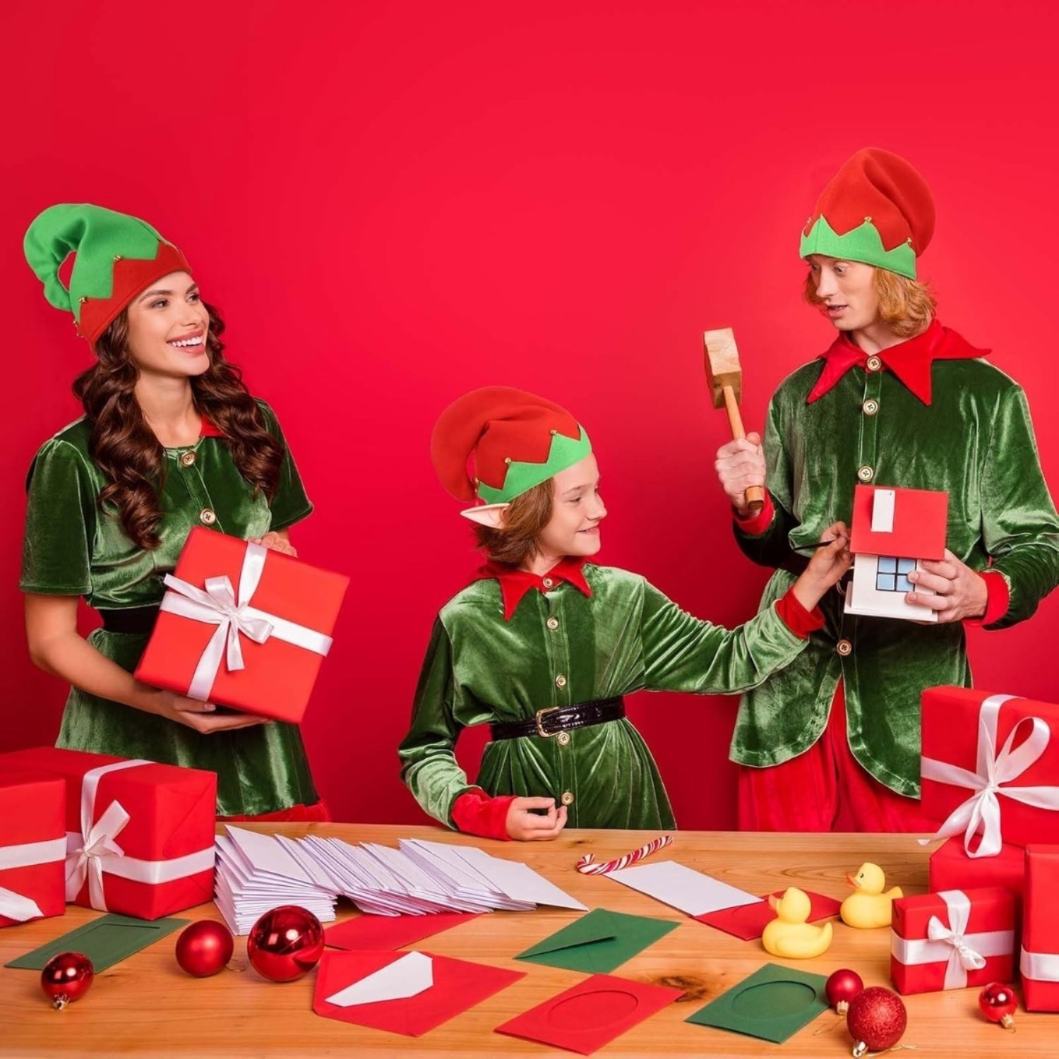 Party Packs: Set Of 4 Christmas Elf Hats, Elf Hats, Small Elf Hats, Christmas Elf Hats, Christmas Elf Hats With Elf Ears, Christmas Elf Costume Set, Christmas Carnival Party Packs - Image 4
