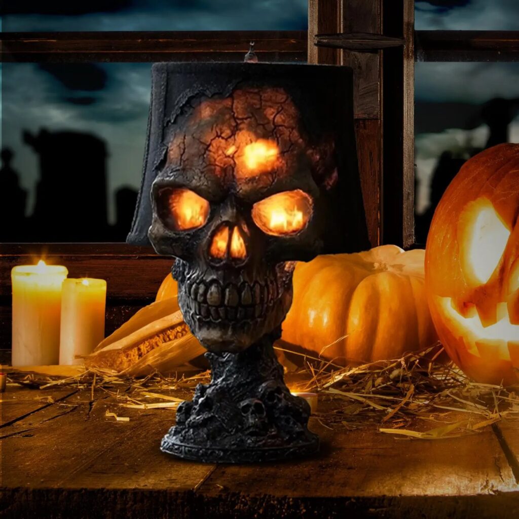 Resin Ghost Festival Garden Decor Craft Skull Lamp