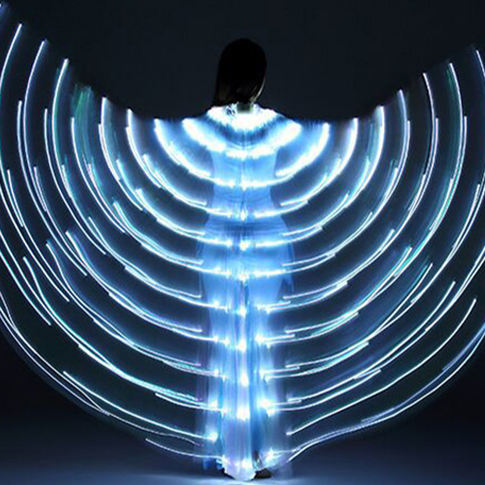 LED Light Up Wing For Adults 9.8FT Polyester Glowing Wing Belly Dance Costume Performance Clothing With Telescopic Rods For Carnival White - Image 5