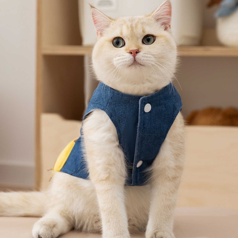 3D Deer Denim Pet Vest, Warm Fleece Lined Pullover For Small Dogs Cats, Winter Costume With Leash Hoo - Image 5