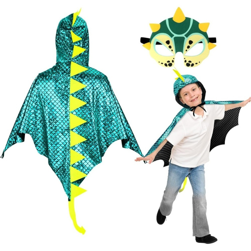 Blue Pterosaur Cape Outfit, 2-Piece Pterosaur Costume For Adults, Dinosaur Cape With Wings In Tiffany Blue, Cosplay Accessories For Carnival & Theme Party Accessory Set