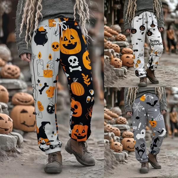 Women's Halloween Print Stretch Pants