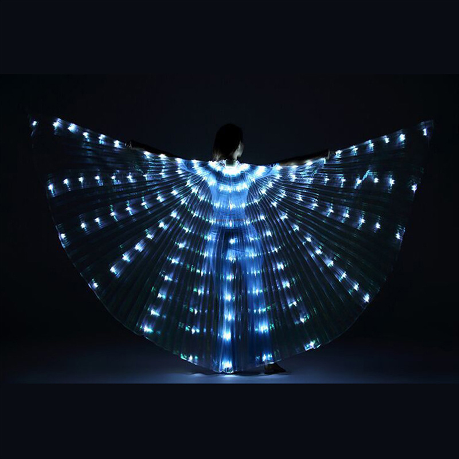 LED Light Up Wing For Adults 9.8FT Polyester Glowing Wing Belly Dance Costume Performance Clothing With Telescopic Rods For Carnival White - Image 2