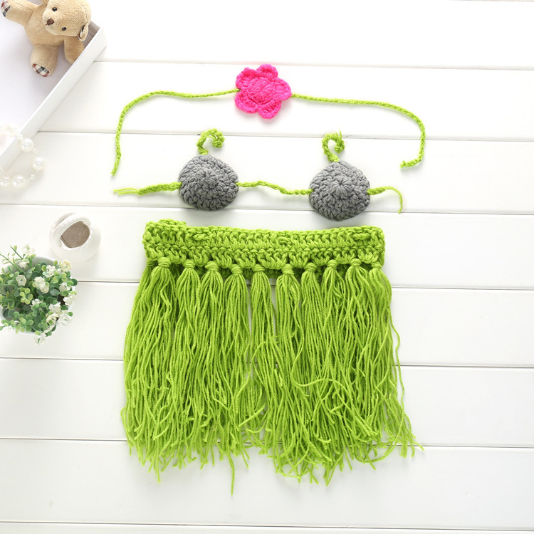 New European And American Children's Photography Clothing Newborn Sweater Suit Wool Knitting Baby Costume For Taking Photo Grass Skirt - Image 2