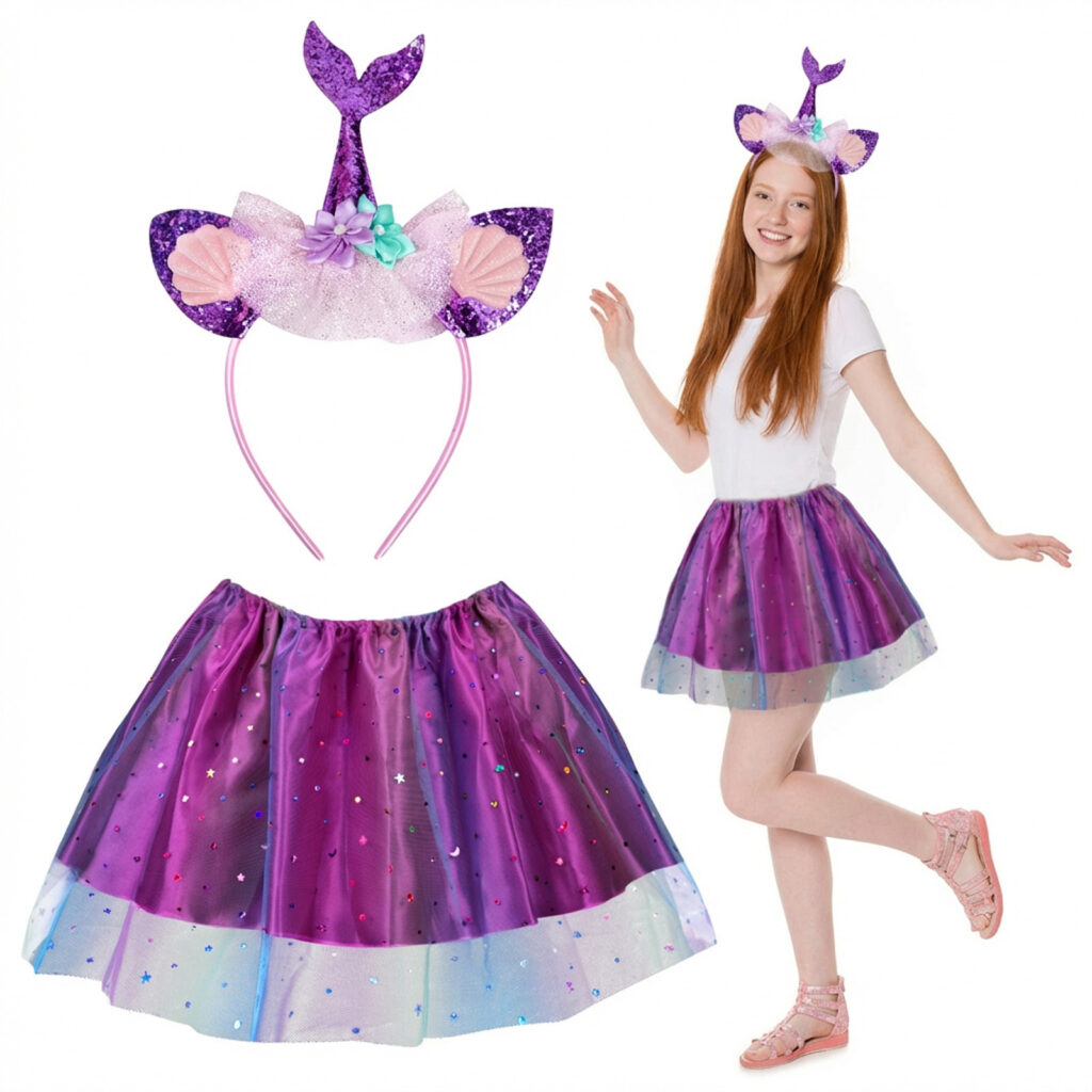 2-Piece Women's Costume Set With Headband & Skirt | Ocean-Themed Party Outfit—Original Party Gifts For Adults