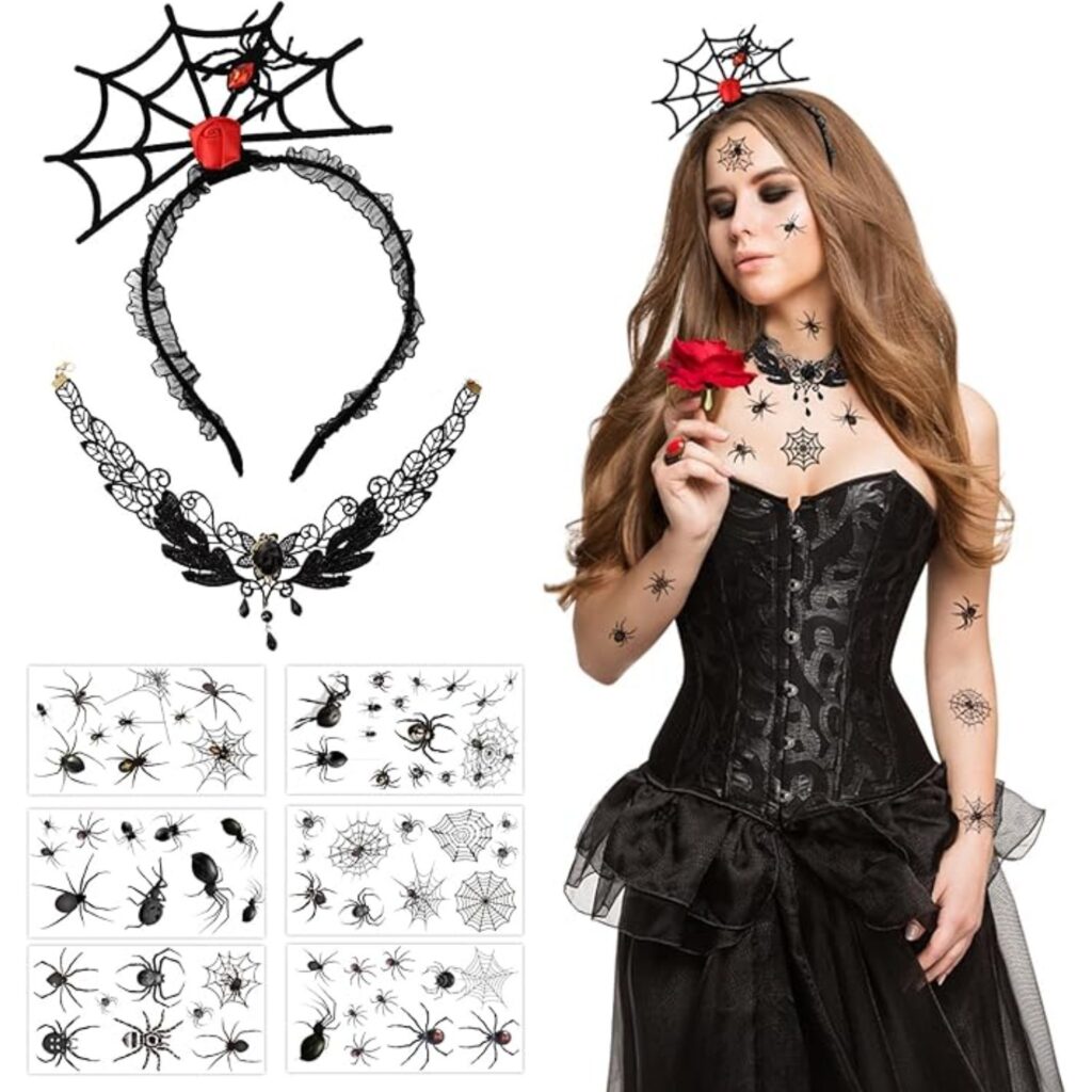 14-Piece Spider Headband Set, Halloween Spider Web Headwear, Halloween Spider Headband, Halloween Costume Accessory For Halloween, Carnival, Masquerade Parties, And Cosplay