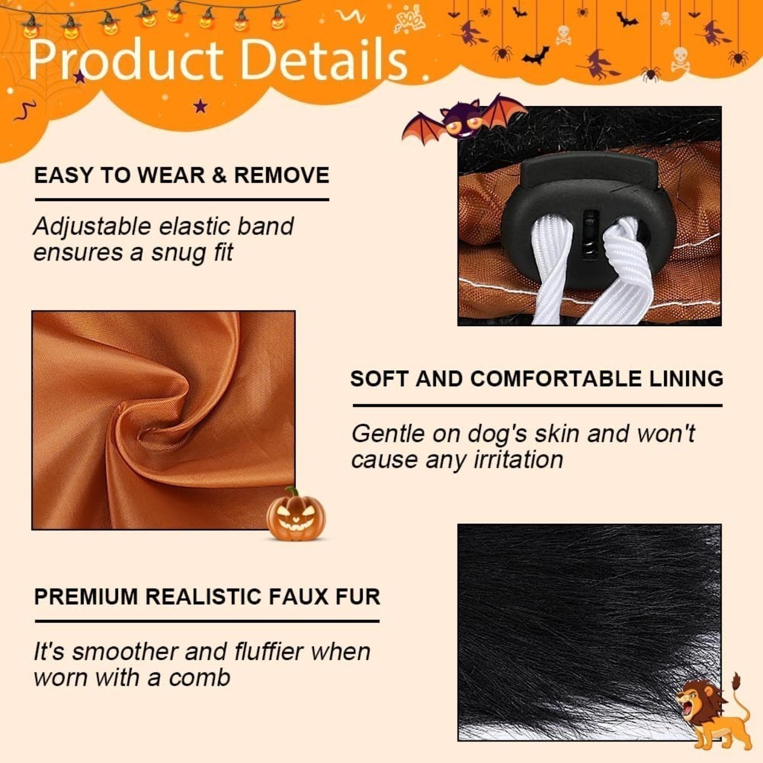 Multi-piece Party Gift Set, 1 Lion's Mane Dog Costume—adjustable, Soft, And Comfortable—perfect For Holidays, Parties, And Celebrations—easy To Put On - Image 2