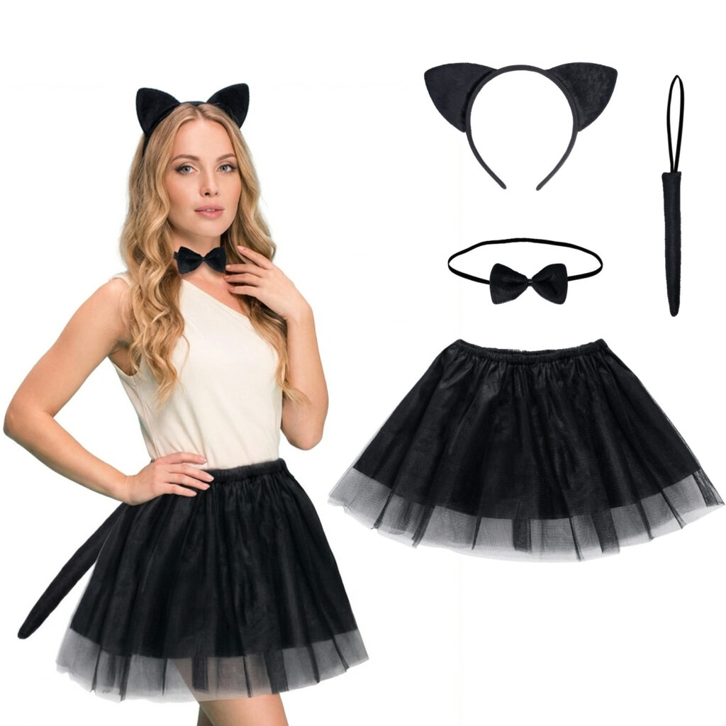 Cat Ears Set – 4-Piece Costume Accessory Set For Parties And Celebrations – Party Accessory Set