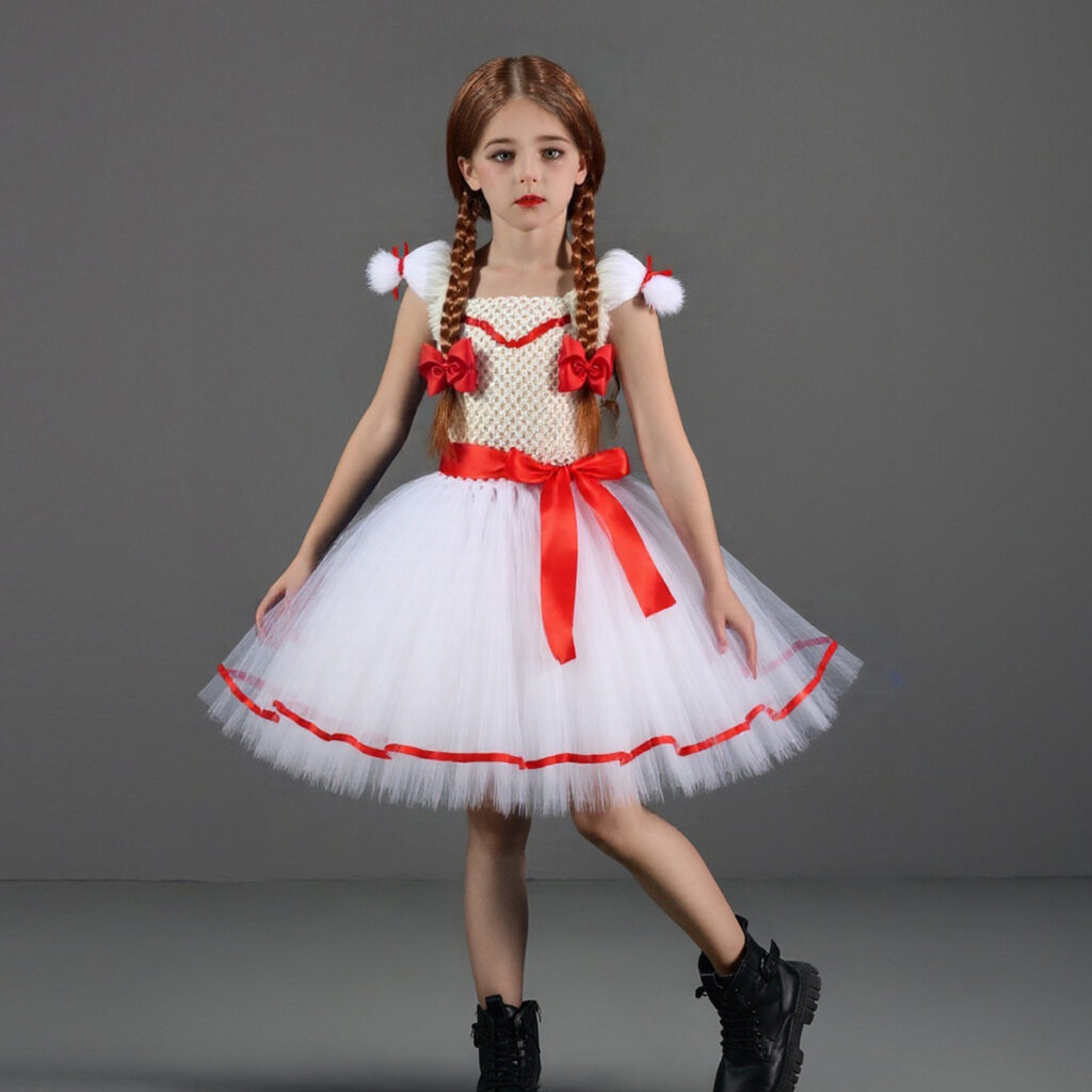 Halloween Costume Children's Cosplay Horror Ghost Doll White Dress