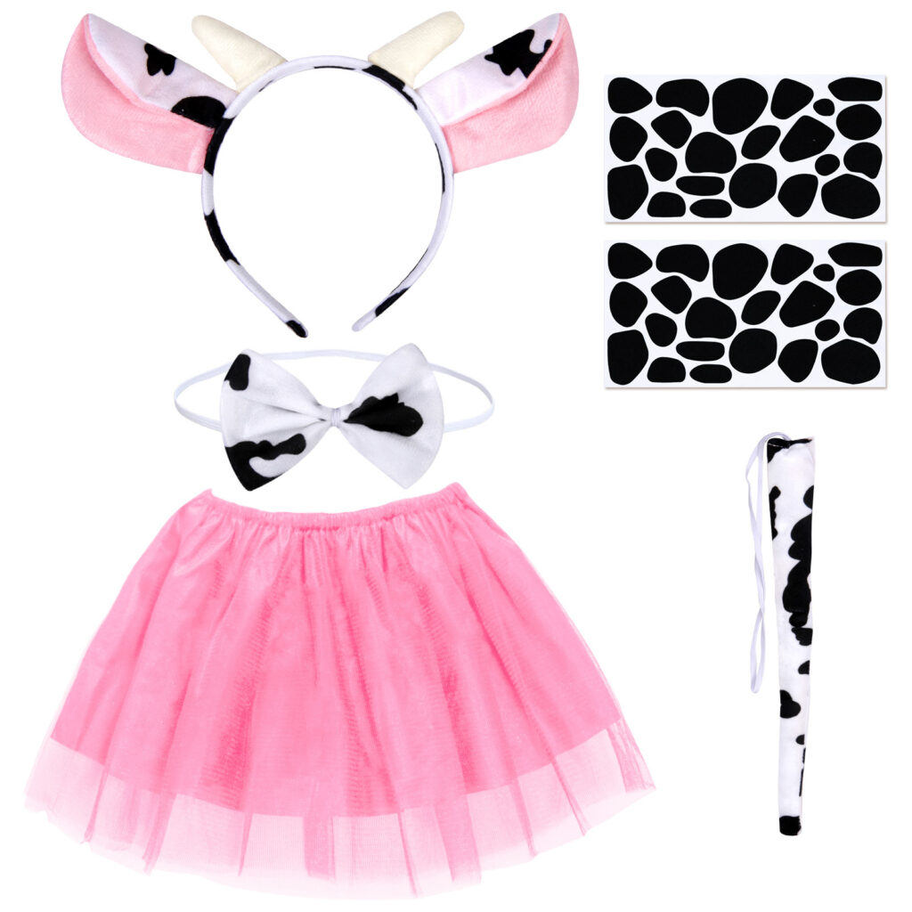 Cow Costume Set - Complete Outfit With Pink Tutu For Parties & Birthdays - Party Accessory Set