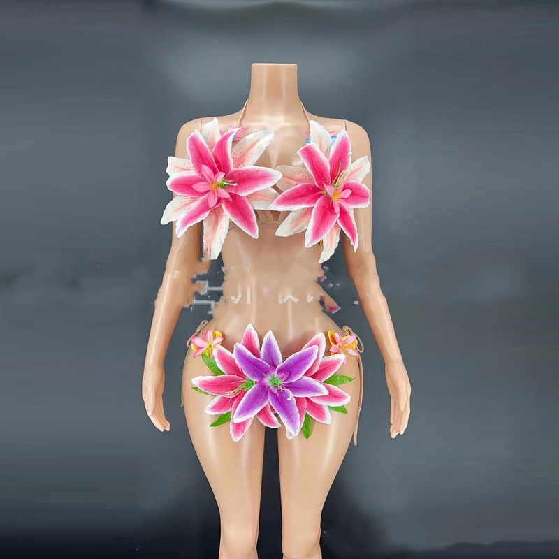 Artificial Flower Bikini Beach Holiday Party Catwalk Nightclub Bar Costume Stage Costume
