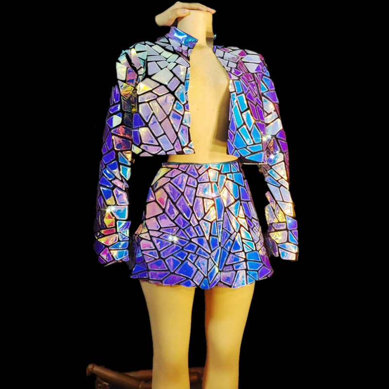 Women's Laser Mirror Sequined Jazz Dance Costume