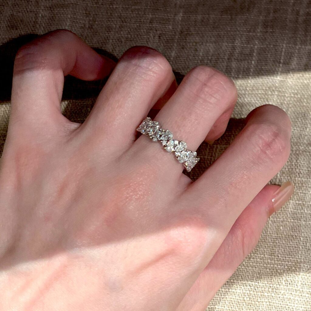 Women Irregular Paved Rhinestone Statement Ring,Asymmetric Inlaid Costume Ring For Engagement Daily Party Occasion