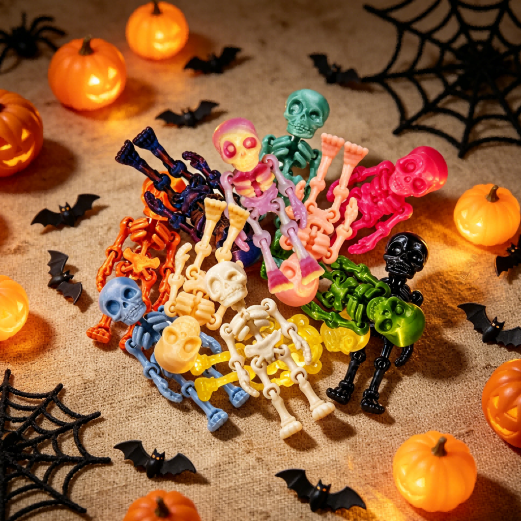 30PCS 3D Printed Mini Skeleton Decorations Articulated Halloween Party Desk Decor