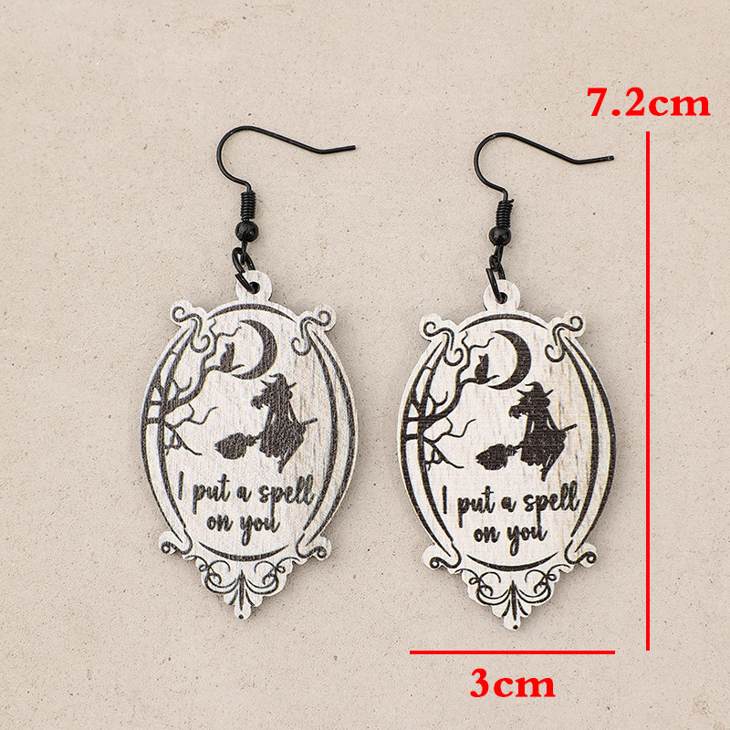 Witch Wooden Dangle Earrings - Image 5