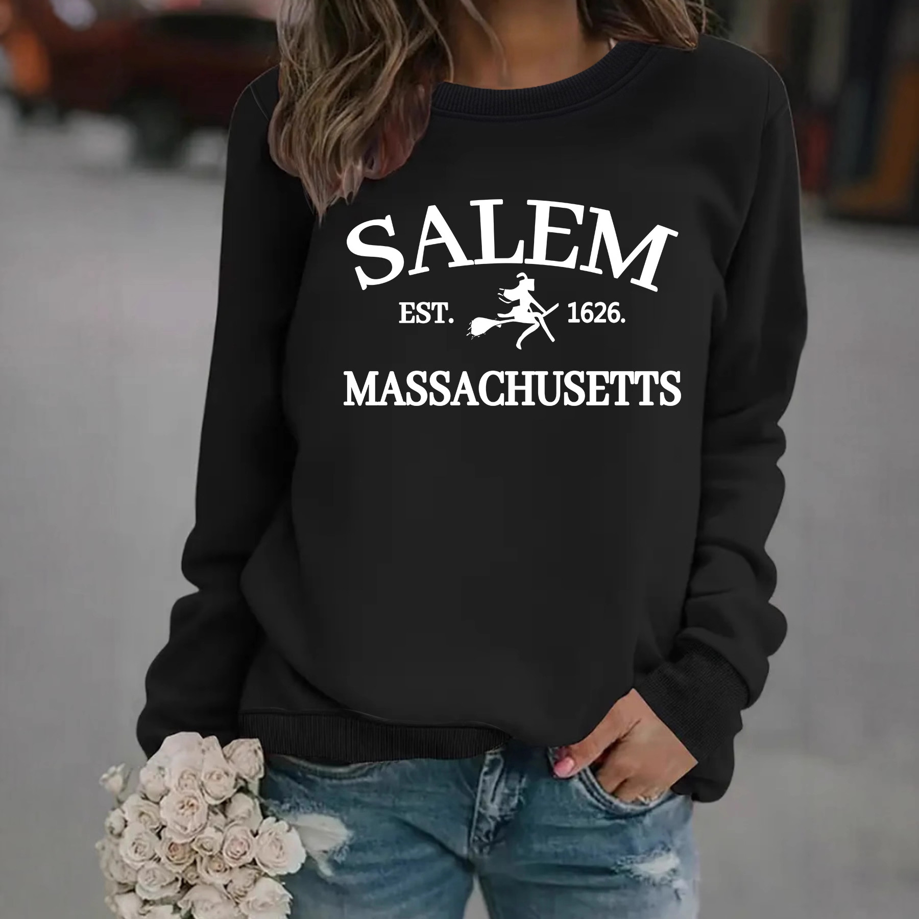 Witch print loose hoodie - Image 5