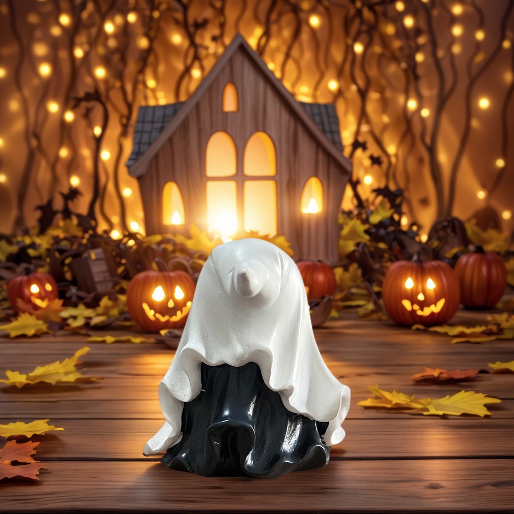 Halloween Ghost Pumpkin Resin Decoration Creative Design Halloween Desk Ornament - Image 4