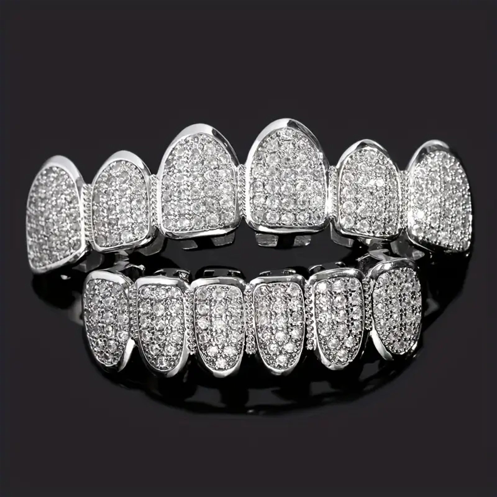 Hip hop braces with copper zircon micro inlaid with real gold Halloween teeth decoration exaggerated hiphopgrills - Image 2