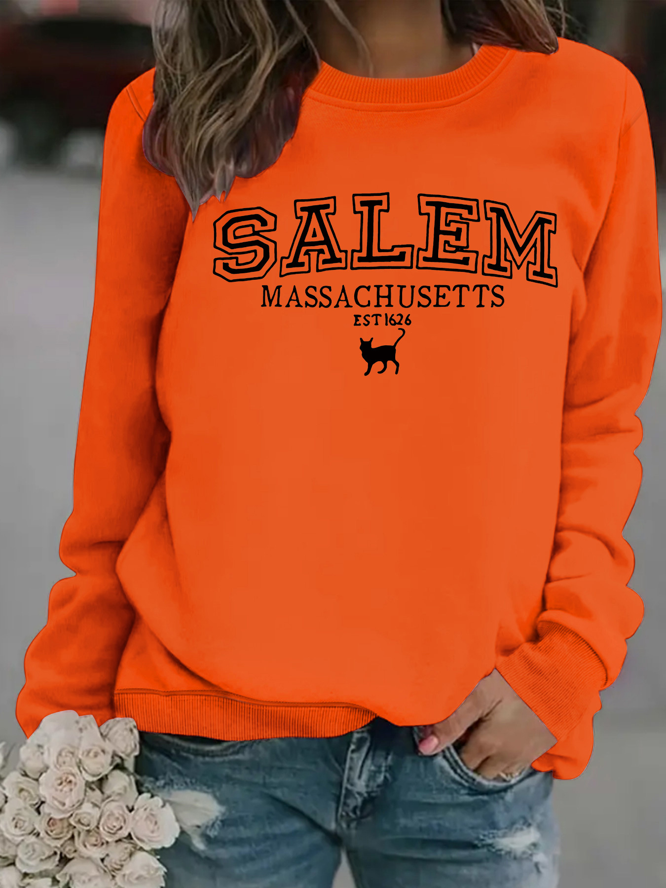 Halloween cat patterned hoodie - Image 11