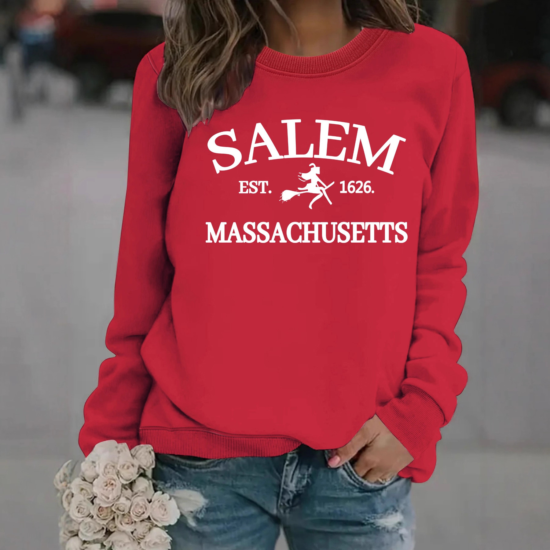 Witch print loose hoodie - Image 2