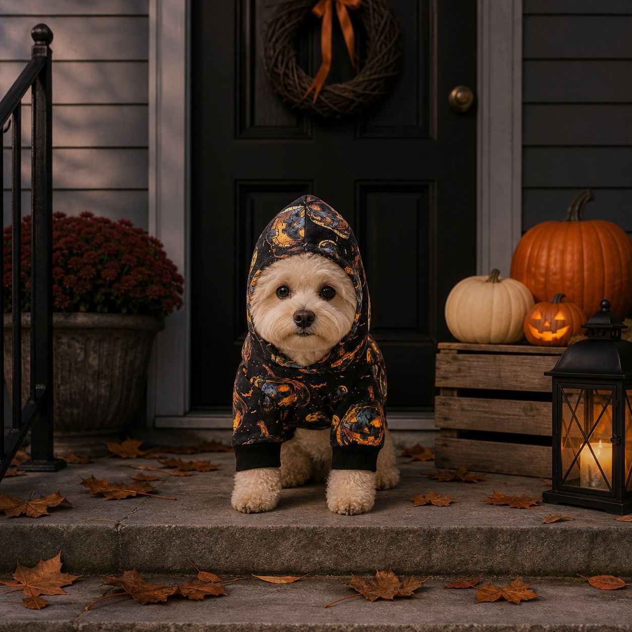 Halloween Pumpkin Wizard Hoodie for Dogs and Cats, Pet Costume for Halloween Party - Image 2