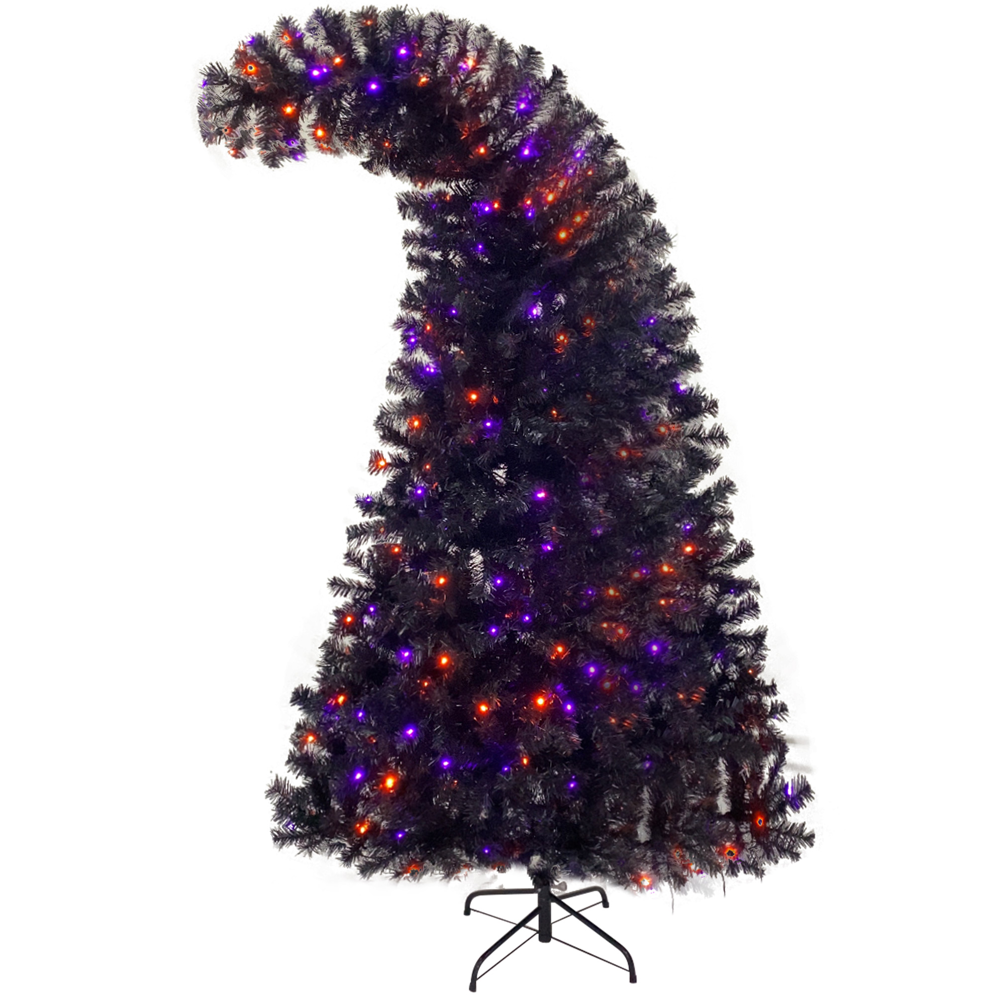 6FT artificial fir curved top Halloween tree, with 1080 lush branch tips and 300 LED lights in a Christmas and Halloween style - Image 21