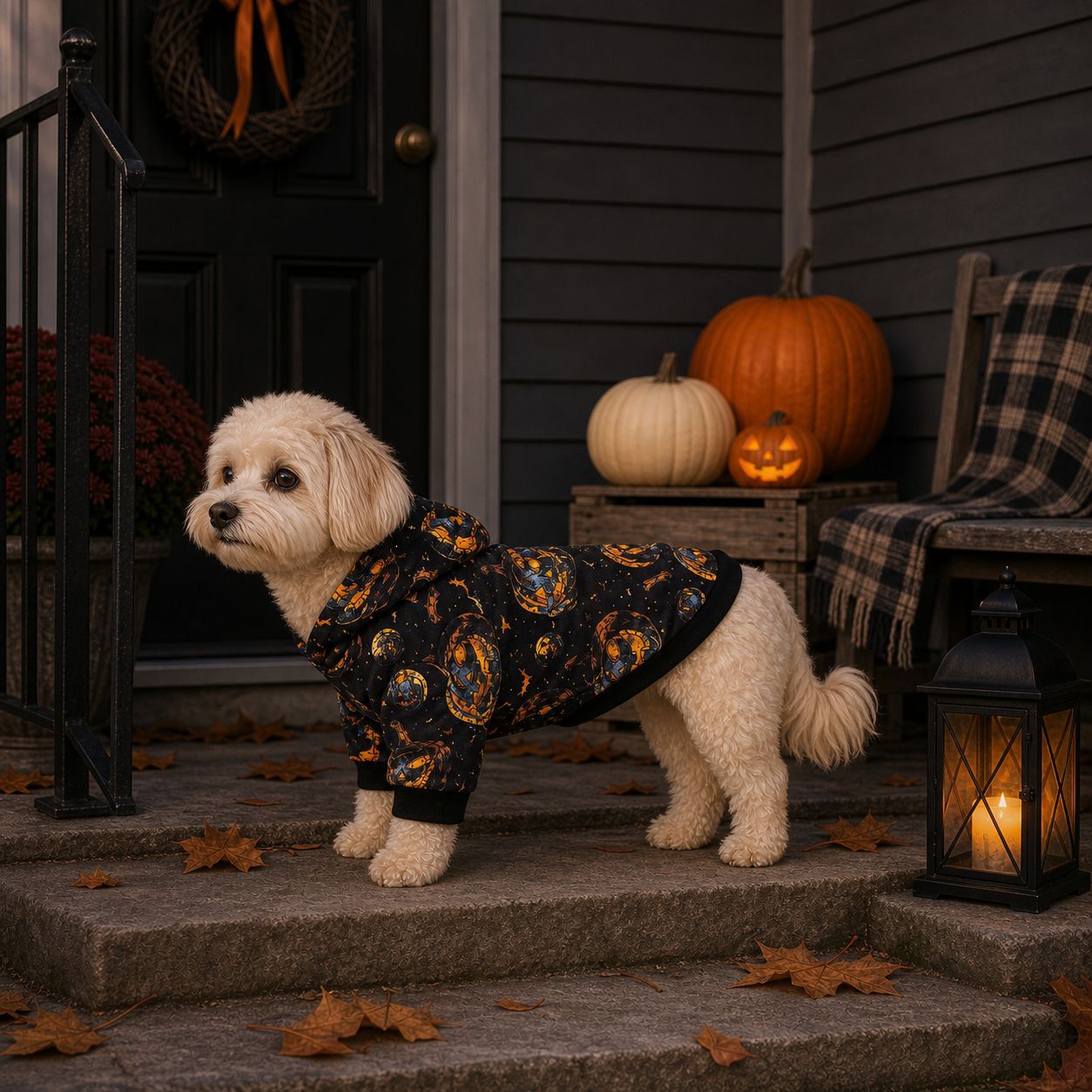 Halloween Pumpkin Wizard Hoodie for Dogs and Cats, Pet Costume for Halloween Party - Image 3