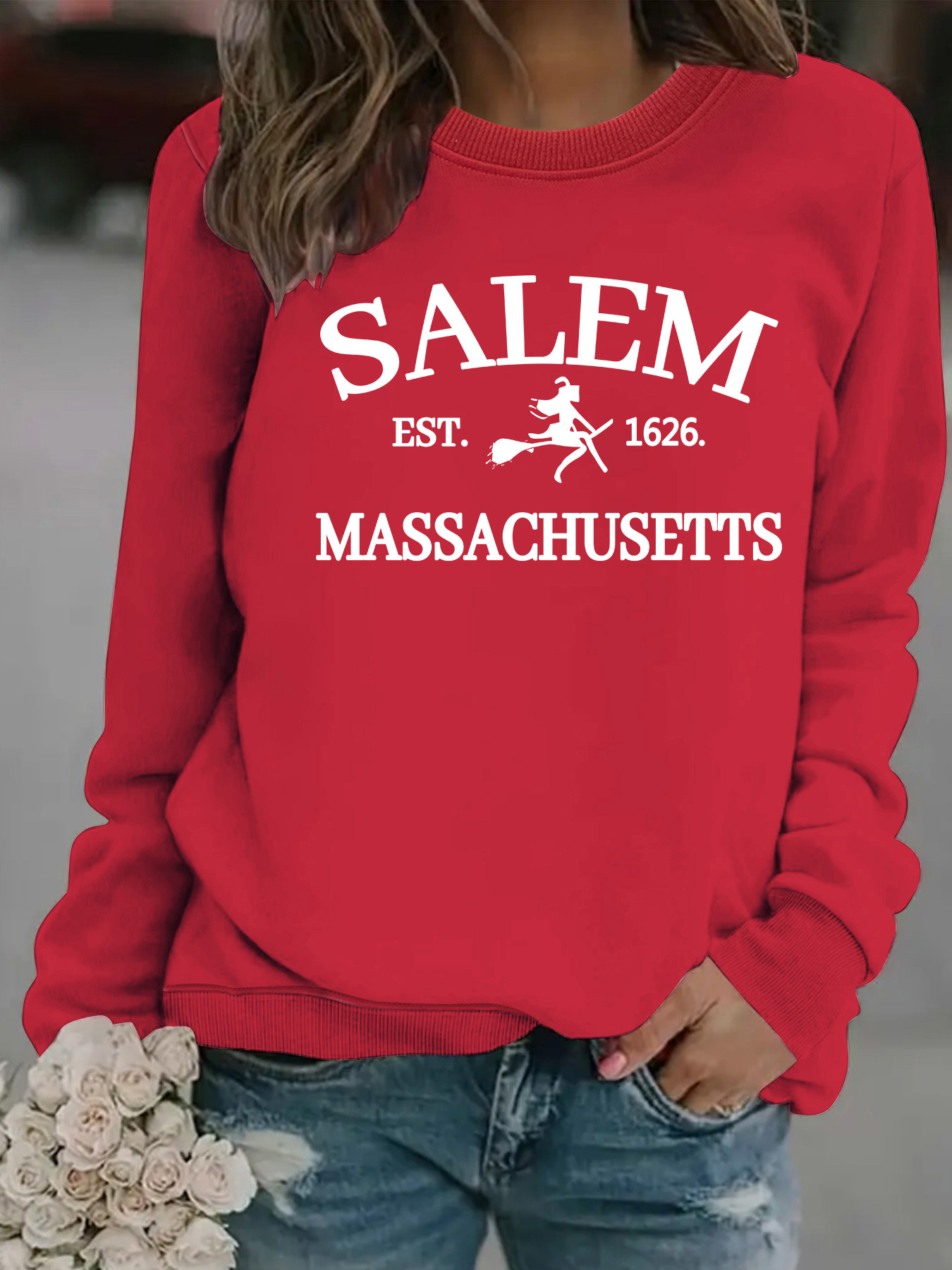 Witch print loose hoodie - Image 9