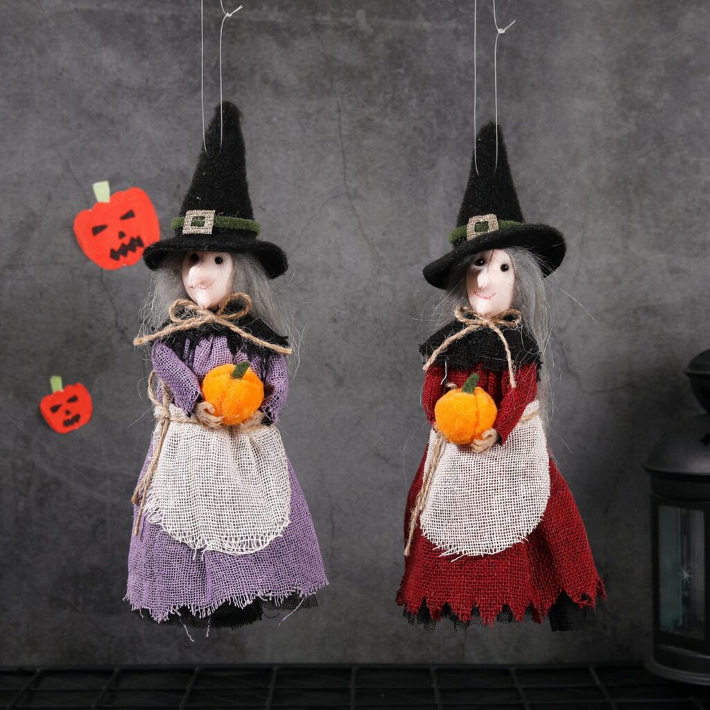 Halloween brooms, witch pendants, haunted house ceiling decorations, scene decoration, hanging decorations