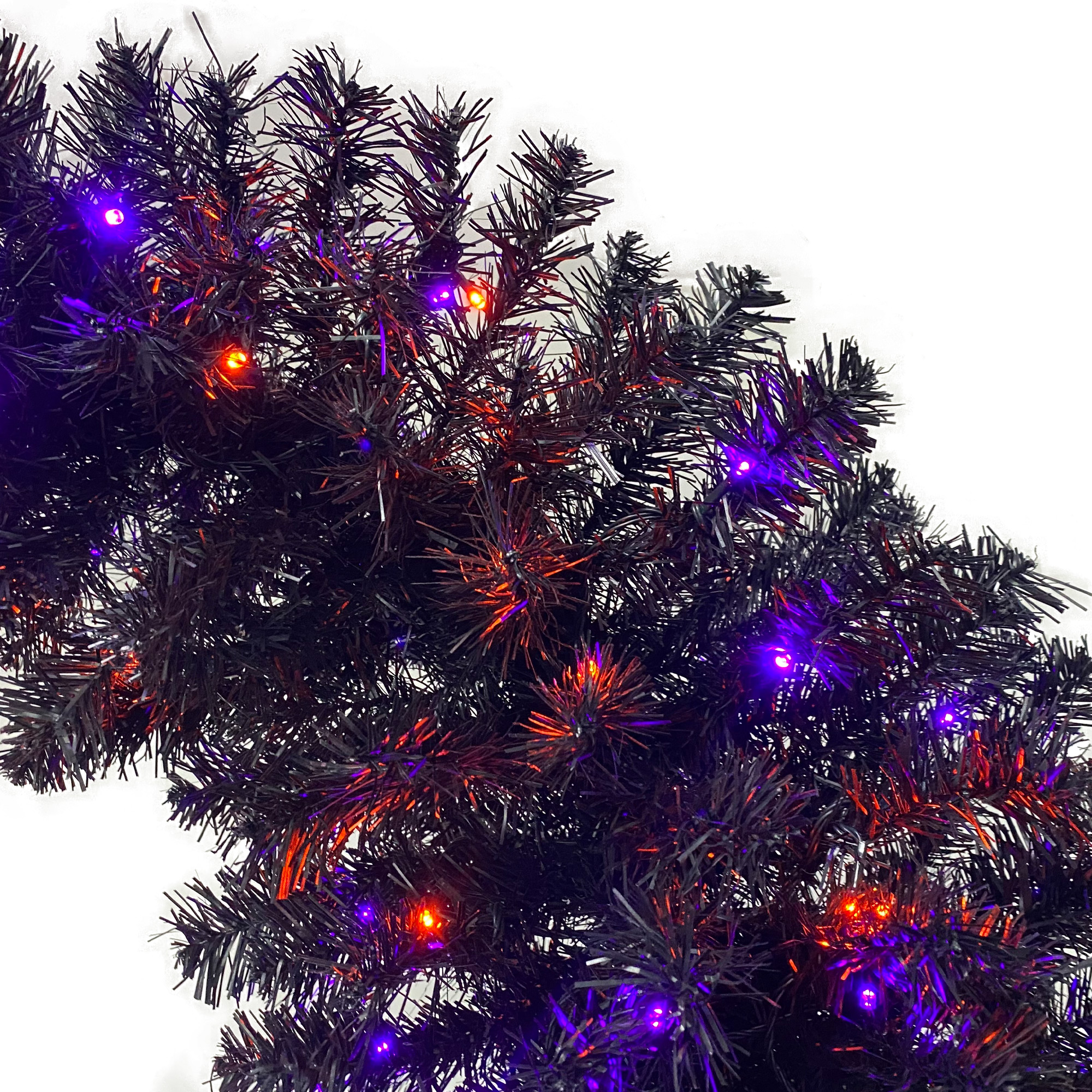 6FT artificial fir curved top Halloween tree, with 1080 lush branch tips and 300 LED lights in a Christmas and Halloween style - Image 5