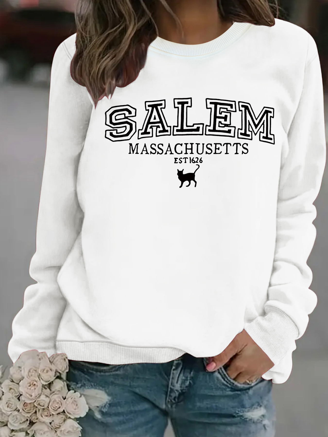 Halloween cat patterned hoodie - Image 6