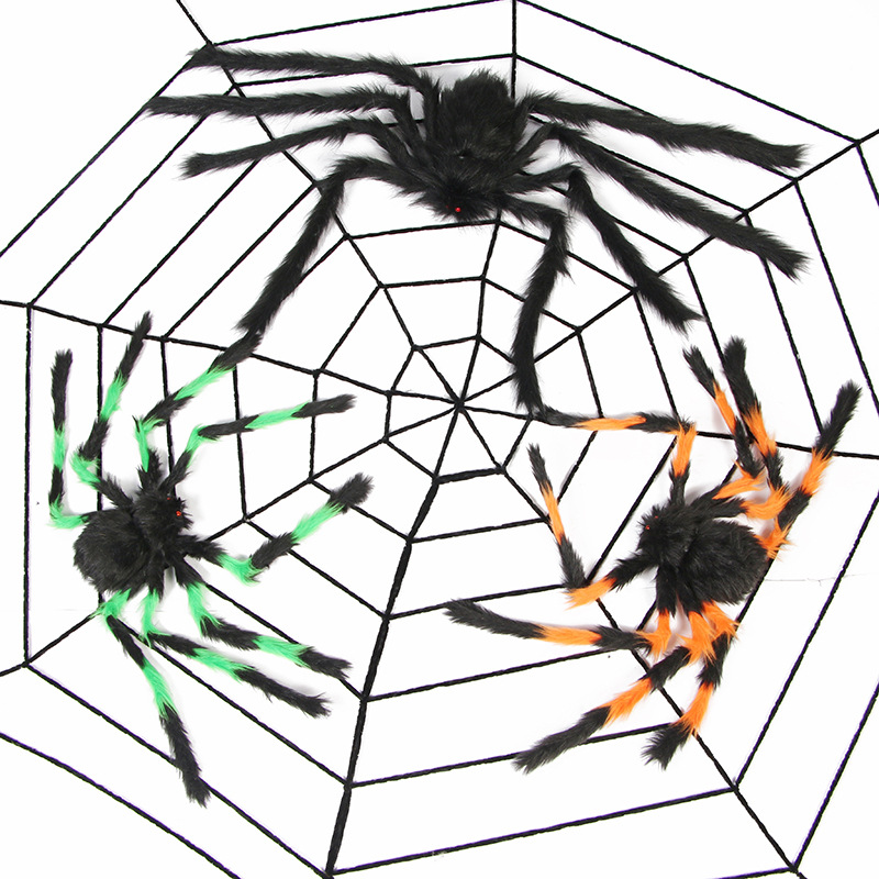 Spider Web Halloween Spider Party Decoration Props Spider Web Secret Room Tricky Simulation Plush Spider