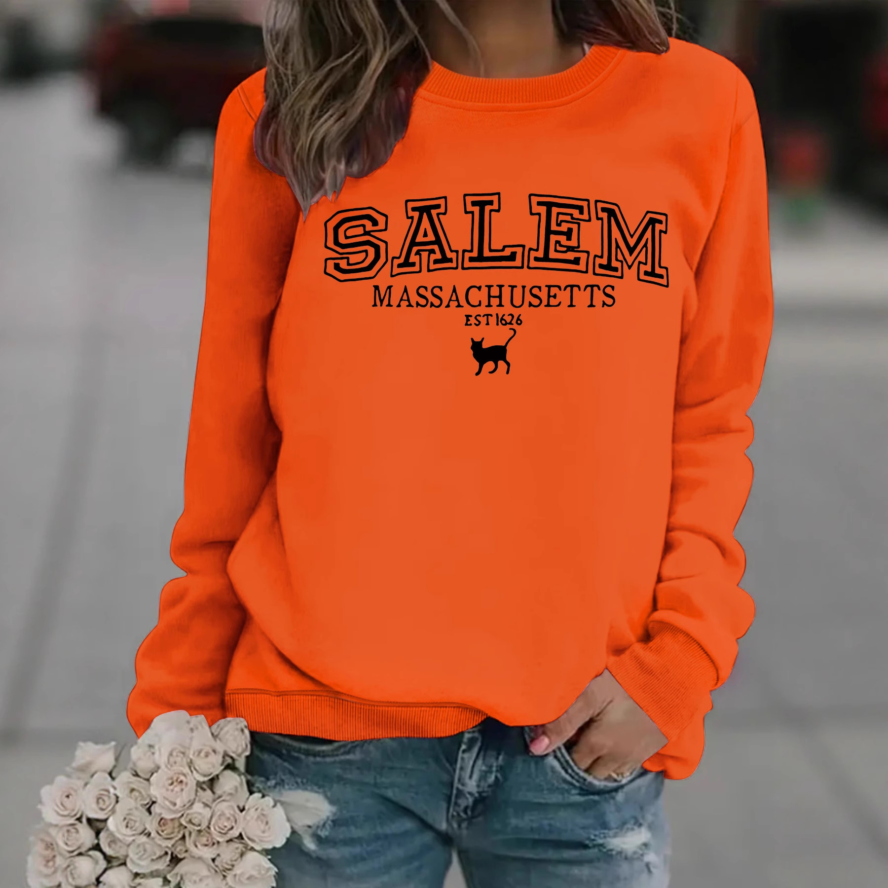 Halloween cat patterned hoodie - Image 4
