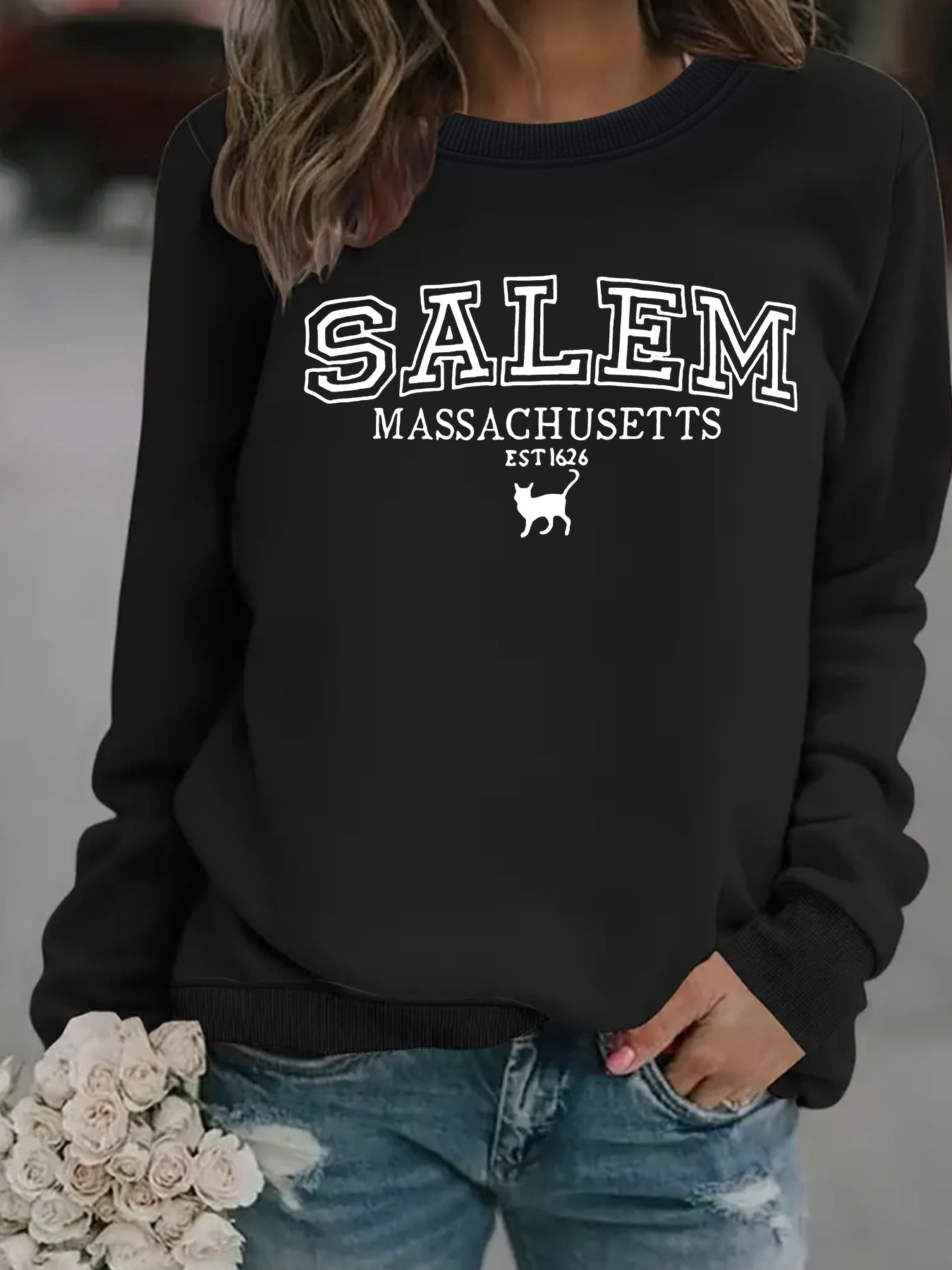 Halloween cat patterned hoodie - Image 8
