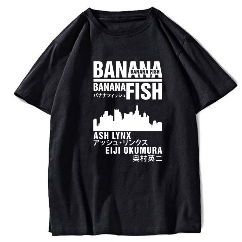 Banana Fish Halloween Printed Black Short Sleeve T-Shirt - Image 15