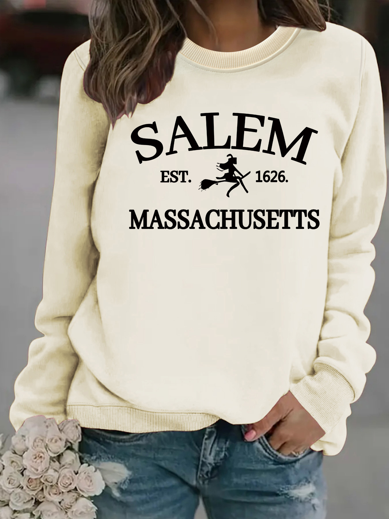 Witch print loose hoodie - Image 13