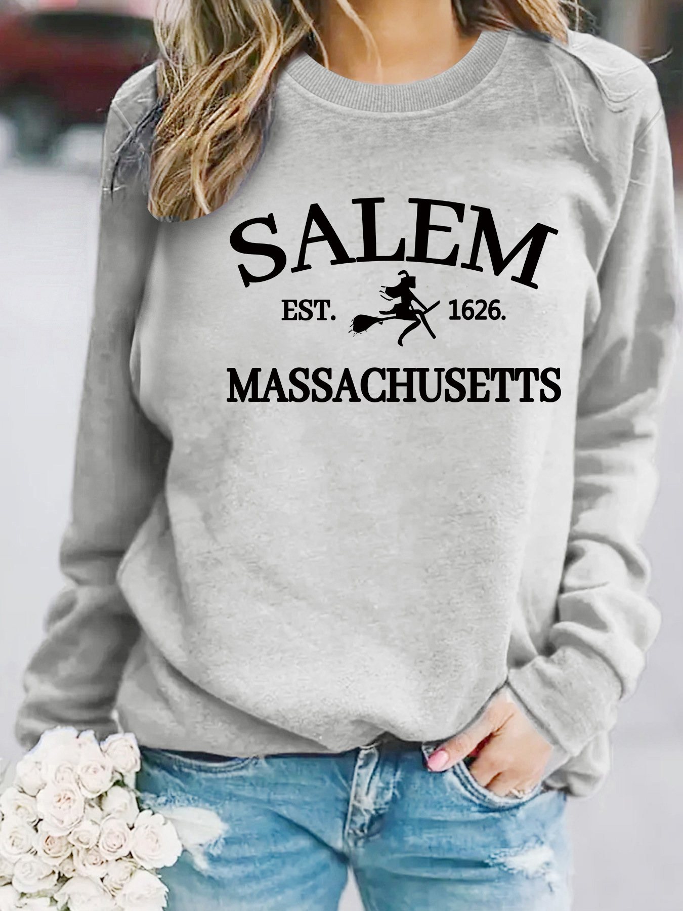 Witch print loose hoodie - Image 10