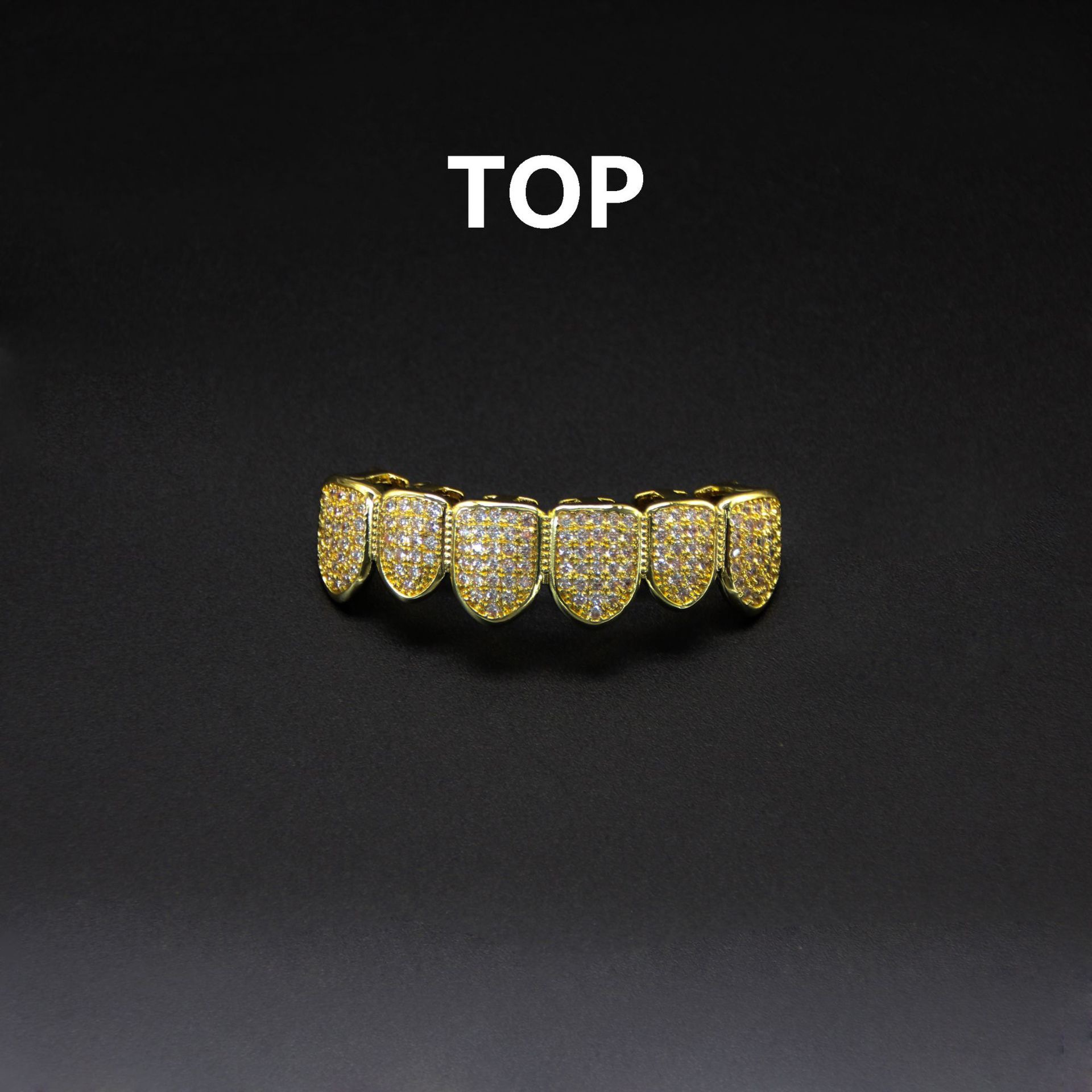 Hip hop braces with copper zircon micro inlaid with real gold Halloween teeth decoration exaggerated hiphopgrills - Image 9