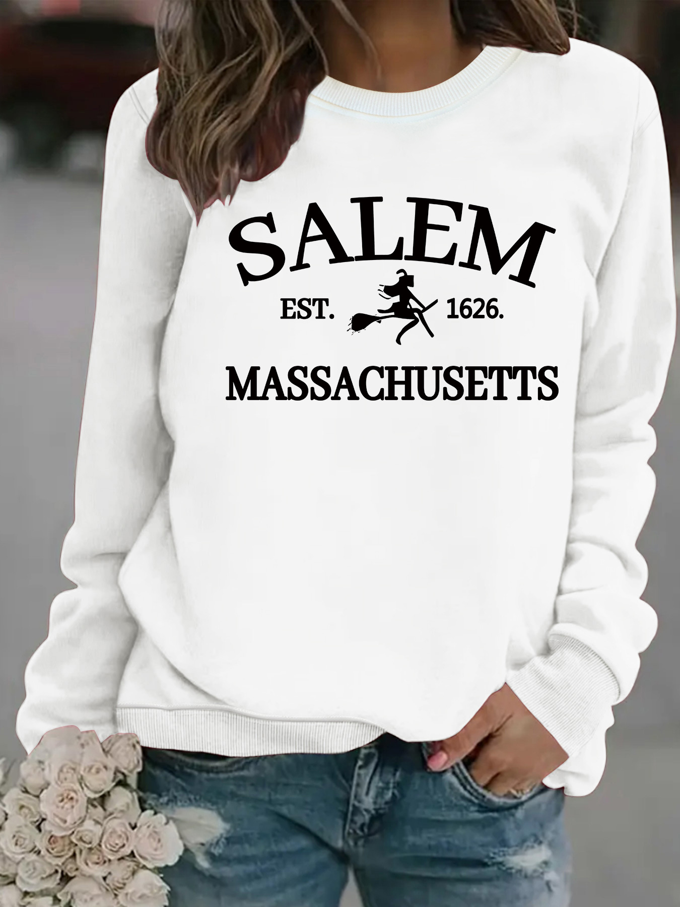 Witch print loose hoodie - Image 6