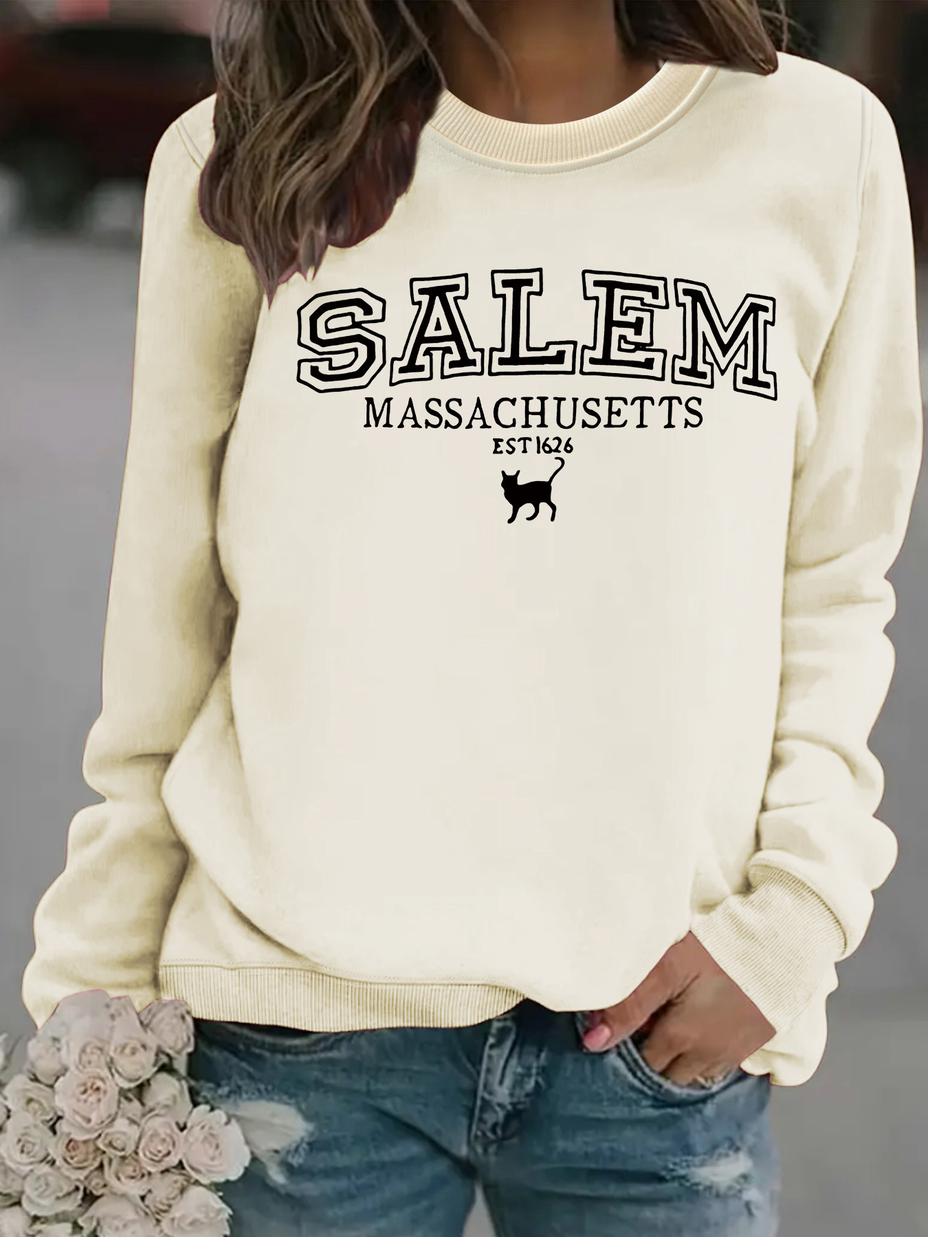 Halloween cat patterned hoodie - Image 13