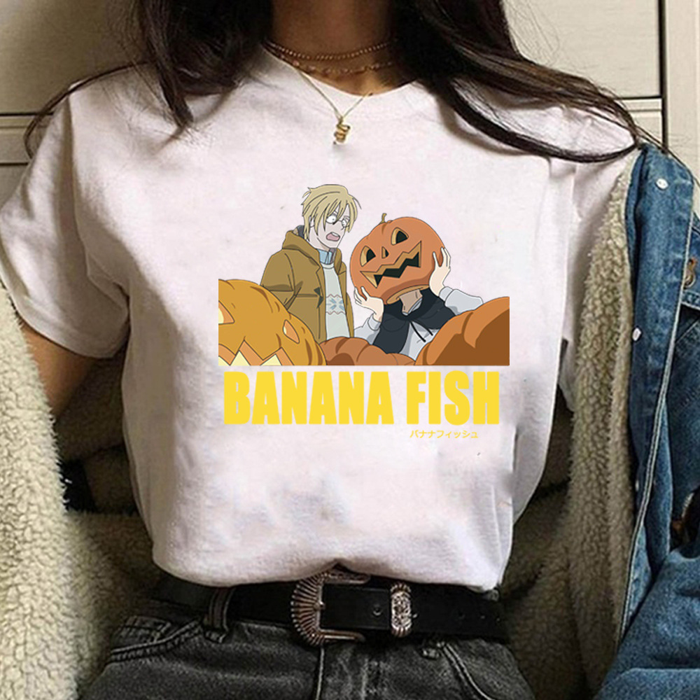 Banana Fish Halloween Printed Black Short Sleeve T-Shirt - Image 3