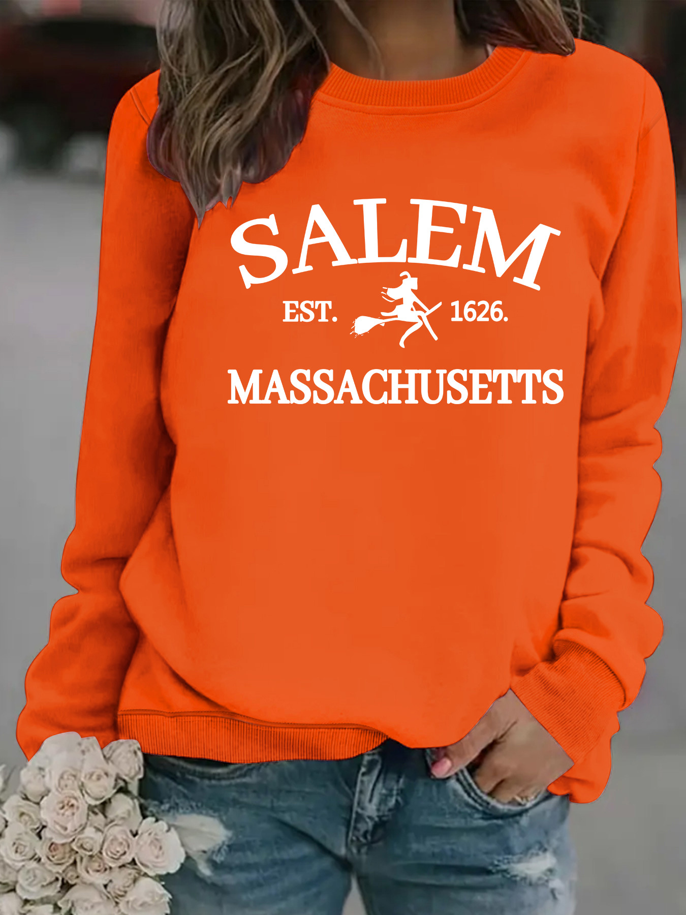 Witch print loose hoodie - Image 11
