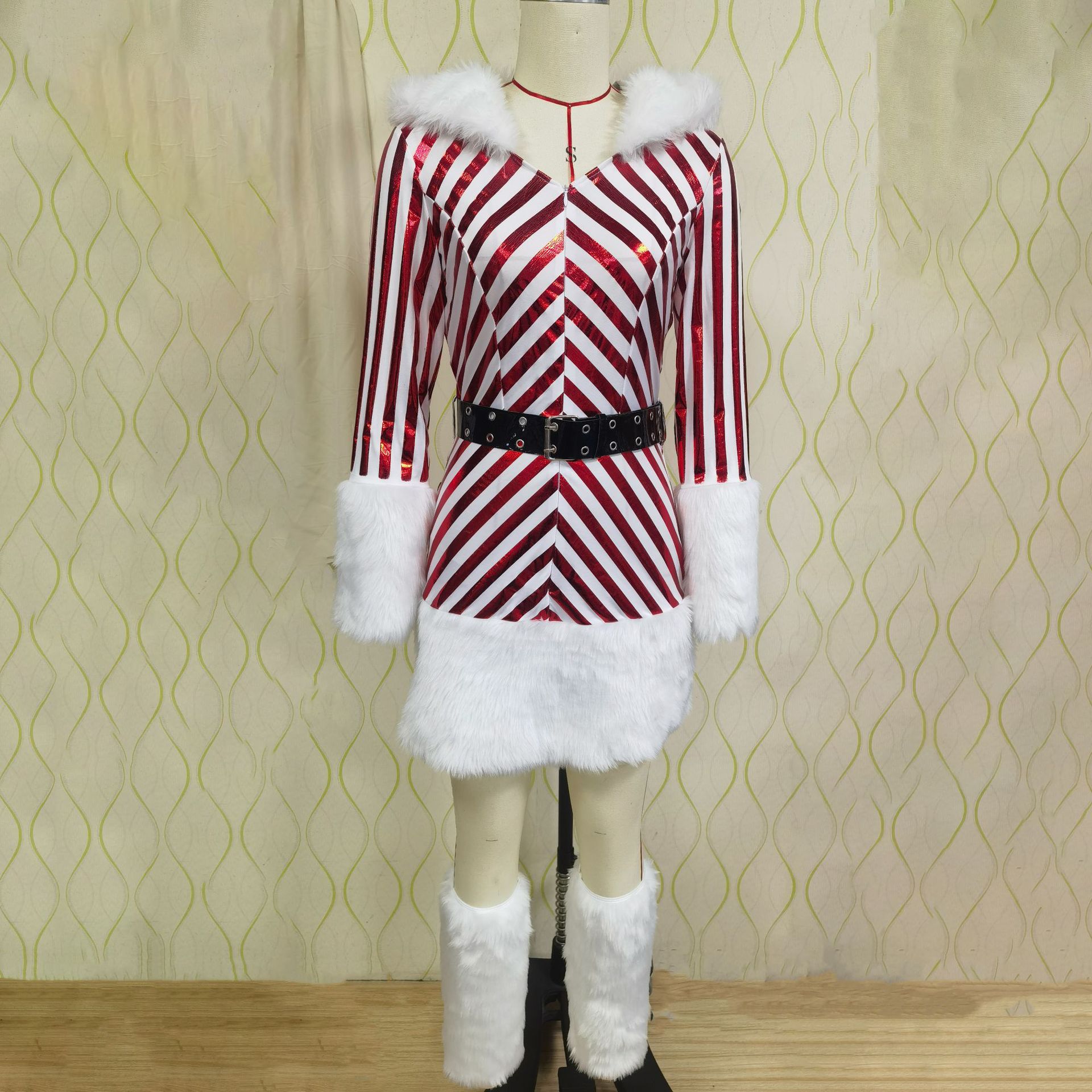 Striped Christmas costume, Christmas costume, COS costume, performance costume, foot set, Christmas costume - Image 2