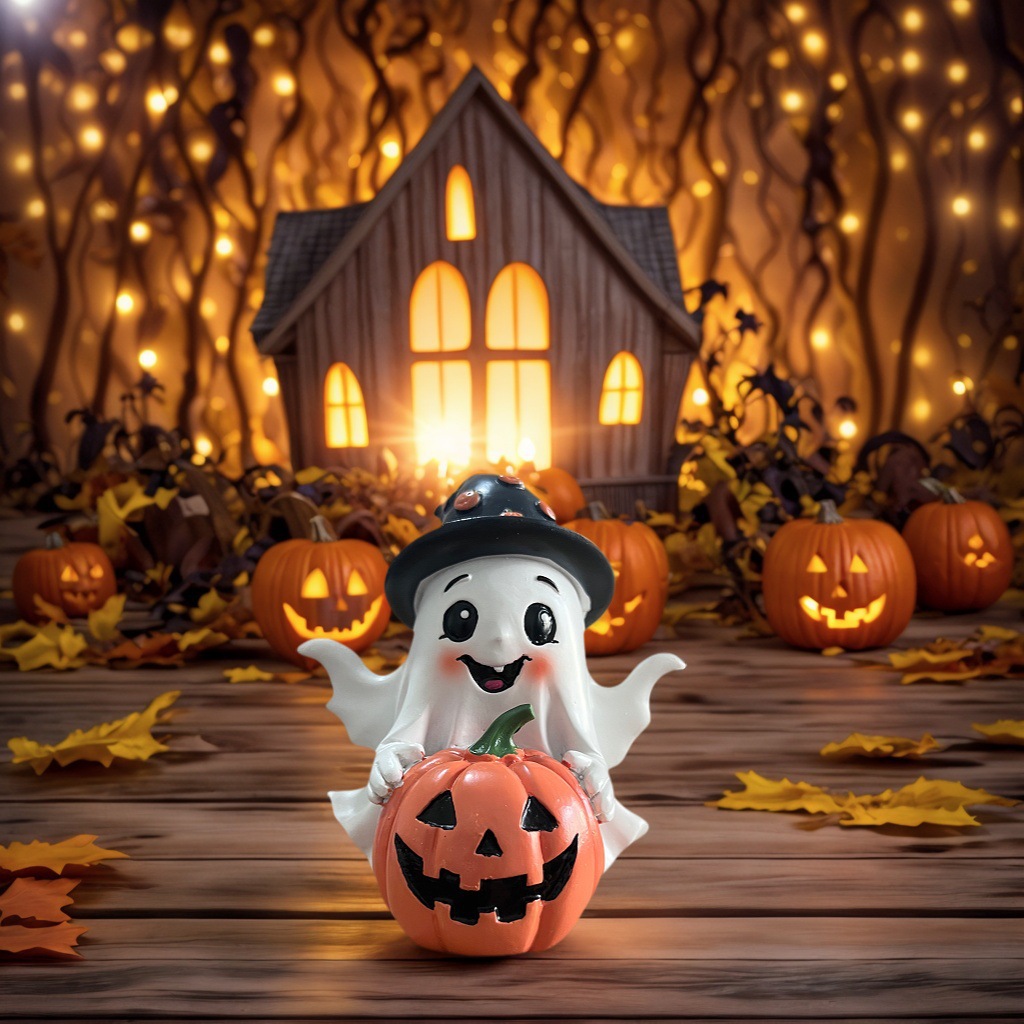 Halloween Ghost Pumpkin Resin Decoration Creative Design Halloween Desk Ornament - Image 6