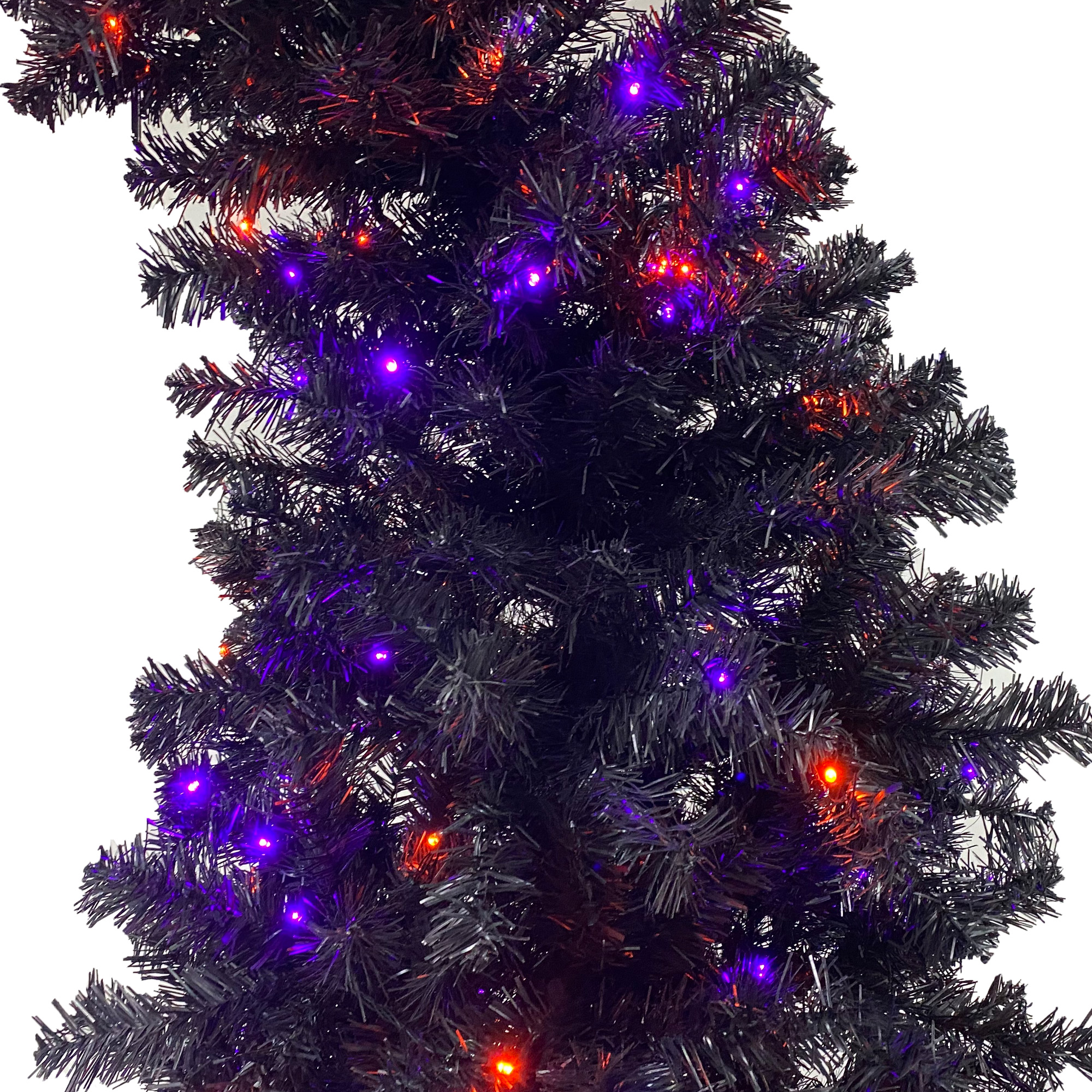 6FT artificial fir curved top Halloween tree, with 1080 lush branch tips and 300 LED lights in a Christmas and Halloween style - Image 14
