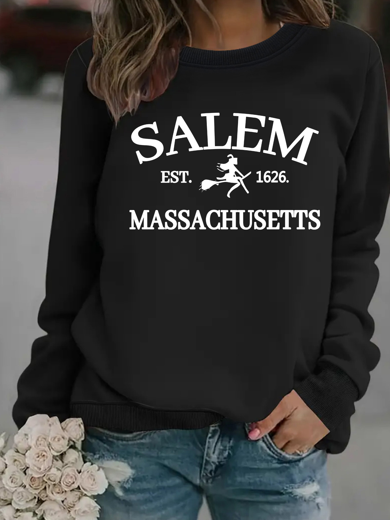 Witch print loose hoodie - Image 8