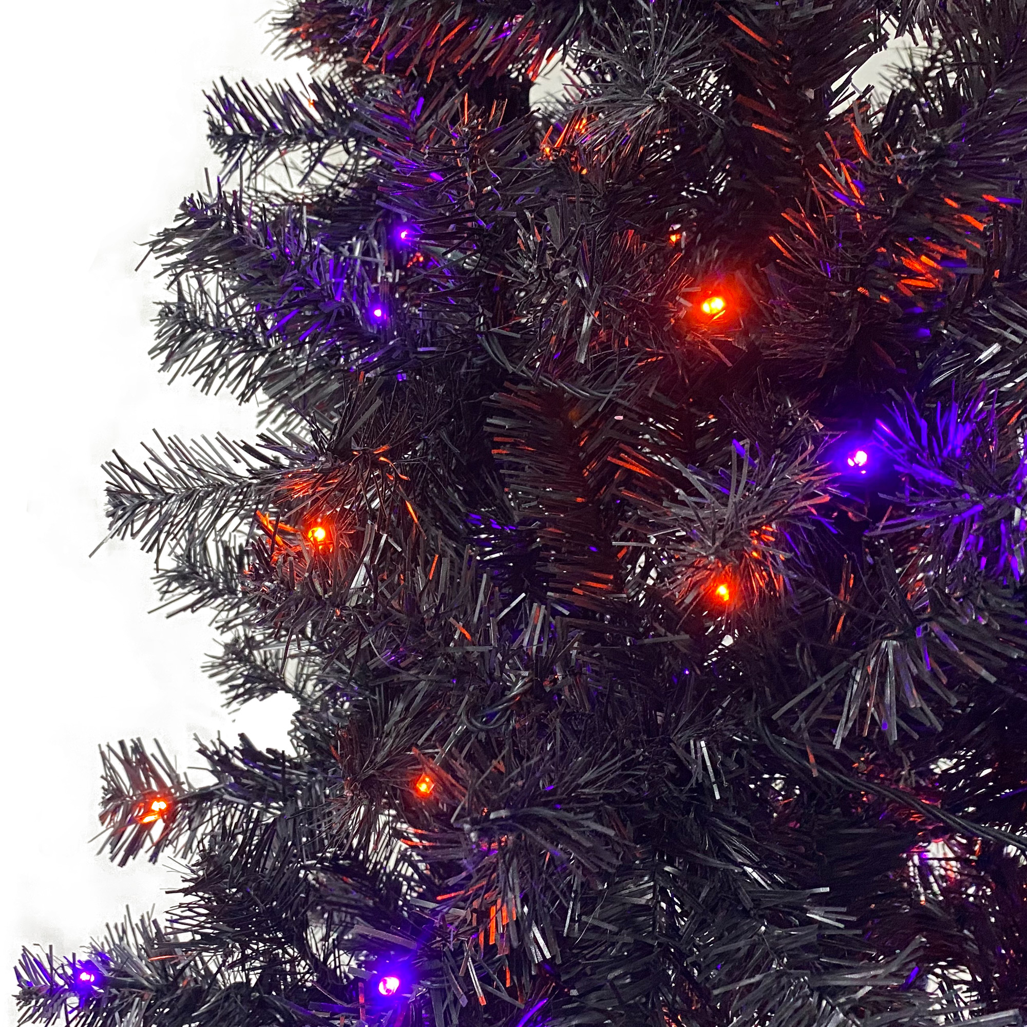 6FT artificial fir curved top Halloween tree, with 1080 lush branch tips and 300 LED lights in a Christmas and Halloween style - Image 18